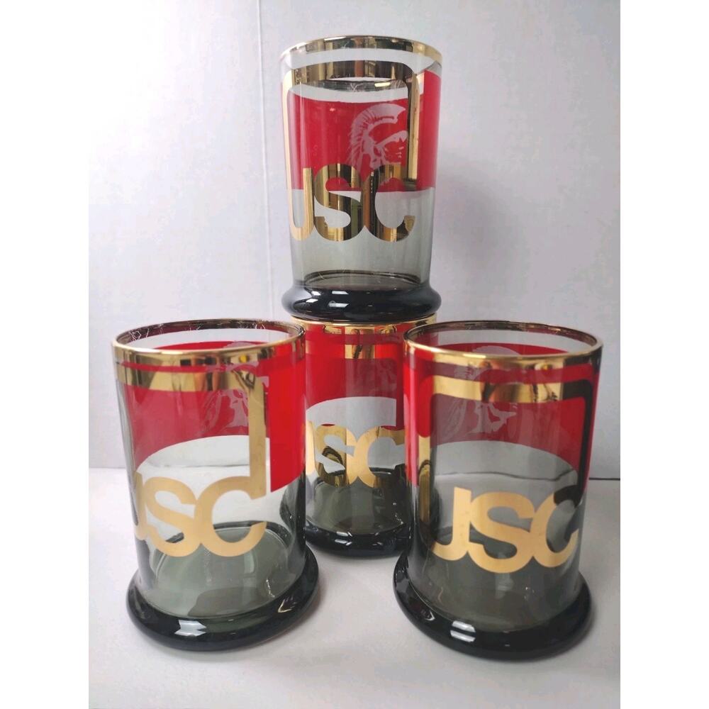 Vintage MCM USC Glass Tumblers Set Of 4 H2F